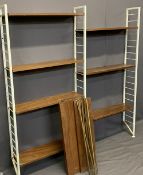LADDERAX STYLE SHELVING SYSTEM - 12 shelves with bar supports and three white painted uprights,