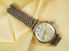 GENTLEMAN'S VERTEX ALLPROOF 9CT GOLD PRESENTATION WATCH & STRAP - champagne coloured dial with