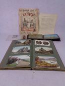 EPHEMERA - Punch a 1924 issue, two small postcard albums, Billy Fury signed photograph also Jack