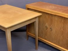 RUSSELL OF BROADWAY MID-CENTURY LIGHTWOOD SIDEBOARD and matching extending dining table, the