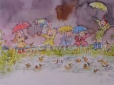 QUENTIN BLAKE Limited Edition Giclee Print 164/195 titled - 'Joining in the duck song QUACK QUACK