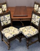 VICTORIAN MAHOGANY WIND OUT DINING TABLE & SIX LATER OAK CHAIRS by Arthur Stevens Taunton - the