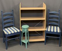 MIXED VINTAGE & LATER FURNITURE PARCEL, 6 PIECES - modern bookshelf with four shelves, 122cms H,