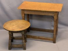 ANTIQUE TABLES - oak rectangular peg jointed side table, 64cms H, 76cms W, 42.5cms D and a similar
