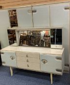 FABRIC FRONTED, MID-CENTURY BEDROOM SUITE - 'Julieta', triple wardrobe, 174cms H, 117cms W, 55cms D,