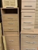 MODERN LIGHTWOOD FURNITURE - with two matching three drawer chests with matching two bedside