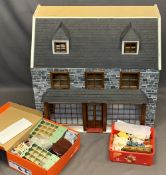 DOLLS/MINIATURE COLLECTOR'S HOUSE - slate style dressed front and roof, the lower section as a
