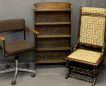 VINTAGE & LATER FURNITURE PARCEL, THREE ITEMS - to include a high back rocking chair with