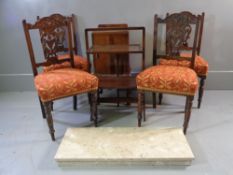 ANTIQUE FURNITURE ASSORTMENT - set of four Edwardian drawing room chairs, walnut effect night stand,