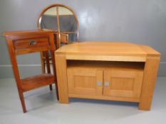 PARCEL OF MODERN FURNITURE - single drawer hall table, 80cms H, 48cms W, 34cms D, light oak effect