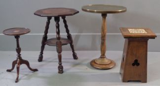OCCASIONAL TABLES - interesting nine sided two tier lamp table carved and with hoof style feet,