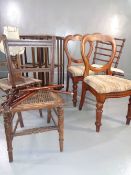 PARCEL OF FURNITURE - rotating bookcase, balloon back and cane seated chairs ETC