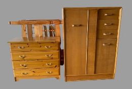 VINTAGE G-PLAN COMBINATION WARDROBE, 122cms H, 88cms W, 45cms D, a modern pine bedroom chest of four
