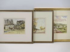 DEREK BUCKINGHAM watercolours, a pair - entitled 'Willows in Wales' and 'Trees at Sherl', 14.5 x