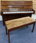 B SQUIRE MAHOGANY CASED PIANO - supplied by Crane & Sons Ltd and an upholstered top duet piano