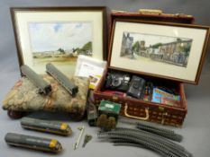 MIXED COLLECTABLES GROUP - Hornby part train set, vintage cameras, 45rpm records and children's