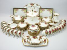 ROYAL ALBERT OLD COUNTRY ROSES TEA & DINNERWARE, 90 PLUS PIECES and three boxed sets of coasters
