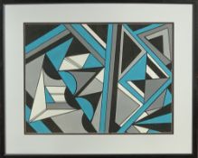 SHAN ECCLES (Emerging Deganwy Artist) - Colourful geometric acrylic abstract study with blue
