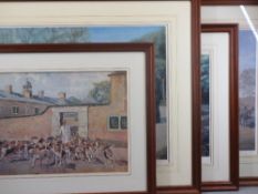 ELIZABETH SCRIVENER hunting hound limited edition prints (3) and one other by PETER BIRGEL? - 'A