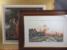 ELLEN JOWETT print and one other - classically styled scene of children dancing, signed lower