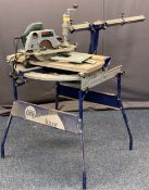 BOSCH ELECTRIC CHOP SAW WITH TABLE BENCH - 124cms overall H, 124cms max L, 77cms W, E/T