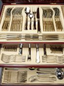 SBS MODERN TABLE CANTEEN OF STAINLESS STEEL CUTLERY - 80 plus pieces with gilt edge banding in a