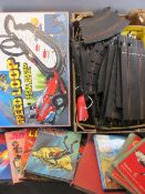 VINTAGE SCALEXTRIC, BOXED SIMILAR and a quantity of children's Annuals and books