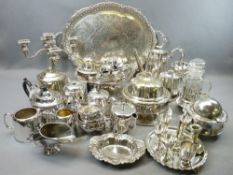 LARGE MIXED QUANTITY OF EP WARE - including three piece tea sets, swing handle pedestal bread