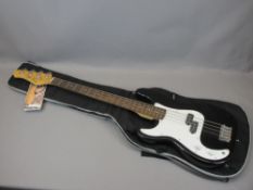 *MUSIC SHOP STOCK - J Turser left handed electric bass guitar with canvas carry case, 117cms L N.