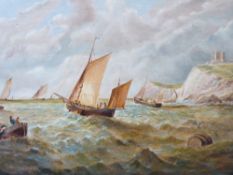 FRENCH SCHOOL 19th Century oil on canvas - busy coastal scene, indistinctly signed and dated 1892,