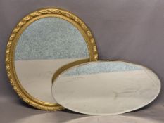 DECORATIVE OVAL WALL MIRRORS (2) - to include an open frame example with facet bevelled edge, 65.5 x