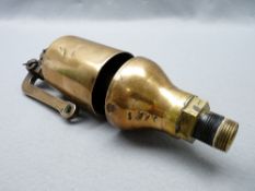 VINTAGE BRASS STEAM LOCOMOTIVE WHISTLE - with spring lever, 27cms H in polished condition