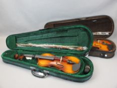 *MUSIC SHOP STOCK - Modern violins with bows in fitted cases (2) including an Antoni 3/4 size and