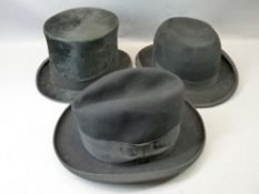 DUNN & CO TOP HAT & TRILBY with a further Trilby marked 'The Tiviot Brand'