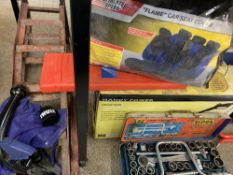 MOTORING TOOLS & ACCESSORIES - a boxed power washer, pair of metal ramps, socket set, emergency