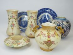 WILTON WARE LUSTRE VASE, Crown Devon Fielding's blush vases (3), Blue & White plates, ETC