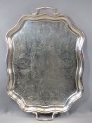 SILVER PLATED TWIN HANDLED SERVING TRAY - 57 x 39.5cms