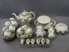 VICTORIAN BREAKFAST SET - in green and gilt, 40 plus pieces including teapot, muffin dish and six