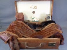 VINTAGE SUITCASE - an excellent leather example by Finnegans of Manchester, furs, Kodak Box