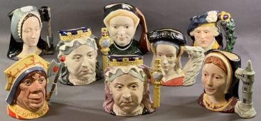 ROYAL DOULTON CHARACTER JUGS (8) - 'Jane Seymour' D6646, 'Bonnie Prince Charlie' D6858, 'Anne