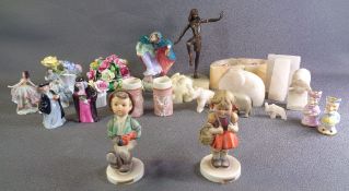 ROYAL DOULTON 'WINTER' HN2088 figurine, Goebel/Hummel 'School Girl' and 'Globetrotter', china