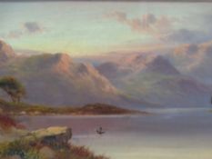 JOEL OWEN oil on canvas - duck in flight above a river with mountains to the background, 19 x