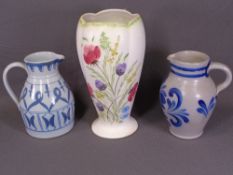 RADFORD floral painted vase, 31cms H, a 'Buchan of Scotland' stoneware jug and a similar German