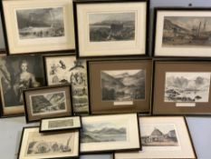 PARCEL OF BLACK & WHITE & COLOURED PRINTS - mainly North Wales related, various sizes (foxing