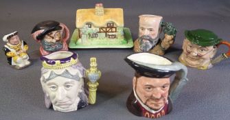 ROYAL DOULTON CHARACTER JUGS - 'Queen Victoria' 11cms H, 'George Tinworth', 'Henry VIII' (2), '