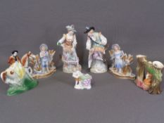 DRESDEN - a pair of farm worker boy and girl figures, 21cms H and other ornaments