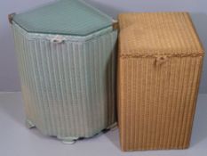 LUSTY LLOYD LOOM gold coloured, square topped linen basket, 54cms H, 32cms W, 32cms D and another