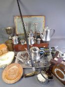 WALKING STICK - silver collared, bone handled, Ilford Sporti vintage cased camera, alabaster