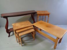 FURNITURE ASSORTMENT - reproduction bow fronted two tier console table, 76cms H, 120cms W, 40cms