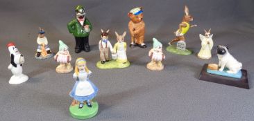 ROYAL DOULTON BUNNYKINS - 'Jack & Jill', 'Fisherman' and 'Angel', Wade 'Alice in Wonderland' and '